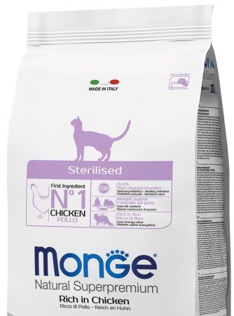 Сухий корм для кішок всіх порід Monge Cat Sterilized зі смаком курки та лосося 0,4 кг (8009470011921) | Фото 2