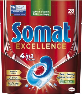 Купить средство для мытья посуды Таблетки для посудомийних машин Somat Exellence 28шт (9000101576139) | Фото 1