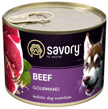 Вологий корм для дорослих собак Savory з яловичиною 200г (4820232630426) | Фото 1
