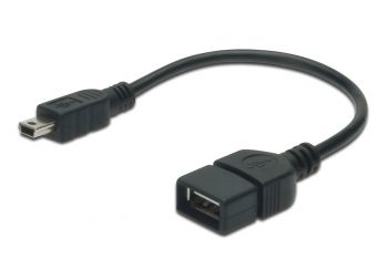 DIGITUS USB 2.0 (AF/miniB) OTG 0.2m Black | Фото 1
