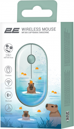 Миша 2E MF300 Capybara Tangerine Silent WL BT Green (2E-MF300WCAPIBARAGN) Купить мышь Миша 2E MF300 Capybara Tangerine Silent WL BT Green (2E-MF300WCAPIBARAGN) | Фото 2
