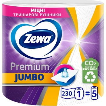 Купить бумажное полотенце Паперові рушники ZEWA Premium Jumbo 3 шари 1шт (7322541192017) | Фото 1