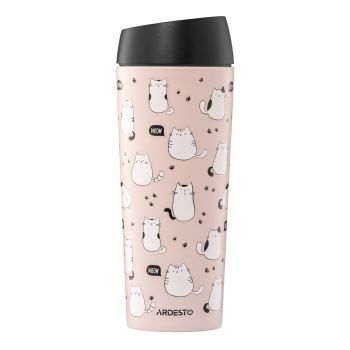 Термочашка ARDESTO Coffee Time Cats 450мл, коричневий, нержавіюча сталь (AR2645FC) | Фото 1