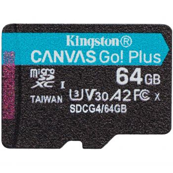 Карта пам'яті KINGSTON microSD 64GB C10 UHS-I U3 A2 V30 R200MB/s (SDCG4/64GBSP) | Фото 1