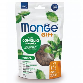 Ласощі для котів Monge Gift Cat Dental кролик і перцева м'ята 60 г (8009470085007) Ласощі для котів Monge Gift Cat Dental кролик і перцева м'ята 60 г (8009470085007) | Фото 1