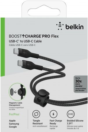 BELKIN USB-C - USB-C, BRAIDED SILICONE, 1m, black (CAB011BT1MBK) BELKIN USB-C - USB-C, BRAIDED SILICONE, 1m, black (CAB011BT1MBK) | Фото 6