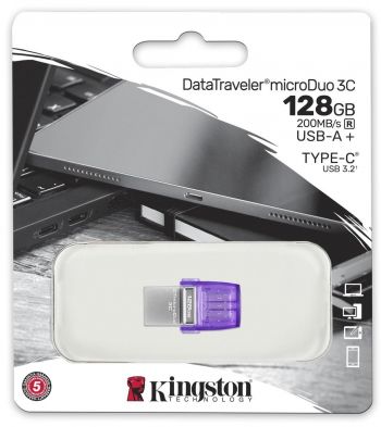 KINGSTON 128GB USB 3.2 Gen1 + Type-C DT microDuo 3C R200MB/s (DTDUO3CG3/128GB) KINGSTON 128GB USB 3.2 Gen1 + Type-C DT microDuo 3C R200MB/s (DTDUO3CG3/128GB) | Фото 3