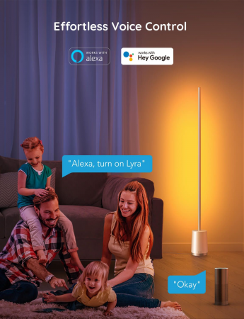 Торшер розумний Govee H6072 Lyra, 1500Lm, RGBICWW, WI-FI/Bluetooth, сірий (H6072382) Торшер розумний Govee H6072 Lyra, 1500Lm, RGBICWW, WI-FI/Bluetooth, сірий (H6072382) | Фото 2