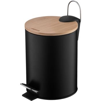 Відро для сміття ARDESTO Minimalism з педаллю, 3л, метал, пластик, бамбук, чорний (ARHB3601BB) Купить аксессуар для ванной и туалета Відро для сміття ARDESTO Minimalism з педаллю, 3л, метал, пластик, бамбук, чорний (ARHB3601BB) | Фото 1
