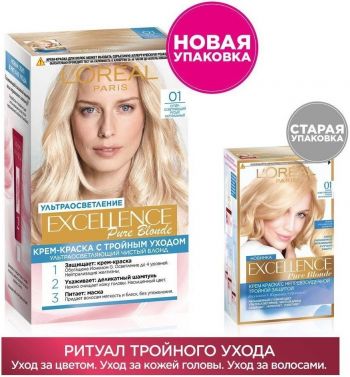 Стійка крем-фарба для волосся L'Oreal Paris Excellence Creme 01 Супер-освітлюючий русявий натурал. (3600524094010) | Фото 2