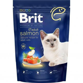 Сухий корм для дорослих кішок Brit Premium by Nature Cat Adult Chicken з лососем 0,8 кг (8595602553051) | Фото 1