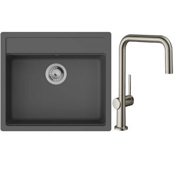 Купить кухонную мойку Набір для кухні Hansgrohe (гранітна мийка, змішувач), сірий графіт,сталь (43359800) | Фото 1