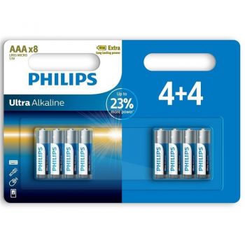 PHILIPS Ultra Alkaline лугова AAA блістер, 8 шт (LR03E8B/10) | Фото 1