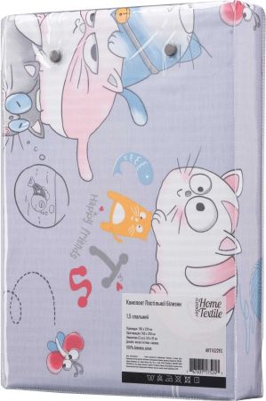 Набір постільної білизни 1,5сп ARDESTO Gloria, 160х220см, сатин, веселі котики, смужка (ART1622FC) Купить комплект постельного белья Набір постільної білизни 1,5сп ARDESTO Gloria, 160х220см, сатин, веселі котики, смужка (ART1622FC) | Фото 4