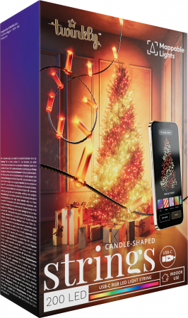 Smart LED Гірлянда Twinkly Strings USB 200 Candle-shaped RGB LEDs, Green Wire, USB-C (TWKC200RGB-G) | Фото 2