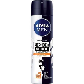 Купить дезодорант и антипреспирант NIVEA Men Чорне та Біле Невидимий Extra Спрей 150мл (5900017074306) | Фото 1