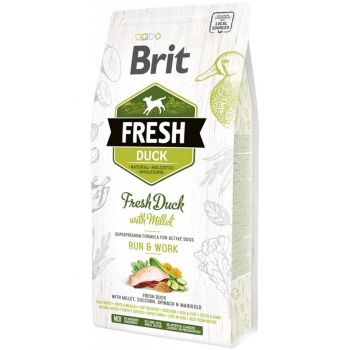 Сухий корм для активних дорослих собак Brit Fresh Active Run & Work з качкою та пшоном 2.5 кг | Фото 1