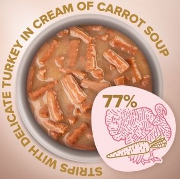 Вологий корм для дорослих котів Club 4 Paws Premium смужки з індичкою в крем супі з моркви 85г | Фото 4