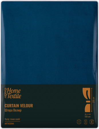 Штора ARDESTO 150х270см, велюр, 100% поліестер, синій темний (ART1030NA) | Фото 6