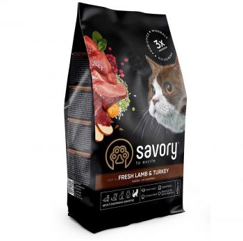 Сухий корм для кішок з чутливим травленням Savory зі свіжим м'ясом ягняти та індички 400 г (4820232630075) | Фото 1