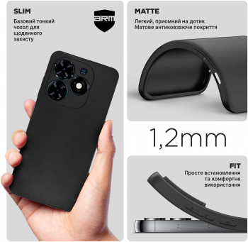 Чохол ArmorStandart Matte Slim Fit для Tecno Spark Go 2024 (BG6) Camera cover Black (ARM73577) | Фото 3