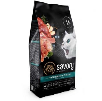 Сухий корм для кошенят Savory зі свіжим м'ясом індички та курки 2 кг (4820232630143) | Фото 1