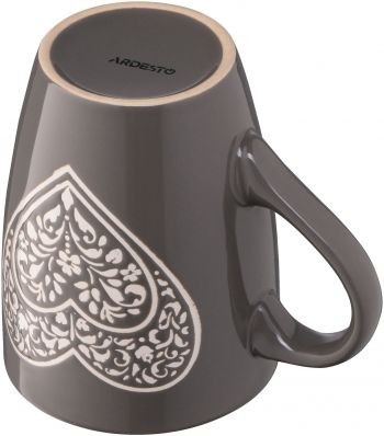 ARDESTO Heart, 330 мл, темно-сіра, кераміка (AR3467DGR) Купить чашку, кружку ARDESTO Heart, 330 мл, темно-сіра, кераміка (AR3467DGR) | Фото 5