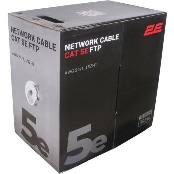 Кабель 2E CAT 5e, FTP, 305м, AWG 23/1, LSZH-1, сірий (2E-CBL5EFTP-LSZH1-GRY) | Фото 1