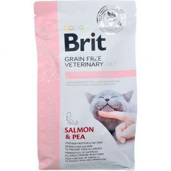 Сухий корм Brit VetDiets беззерновий для котів Hypoallergenic з лососем та горохом 2кг (8595602528370) | Фото 1