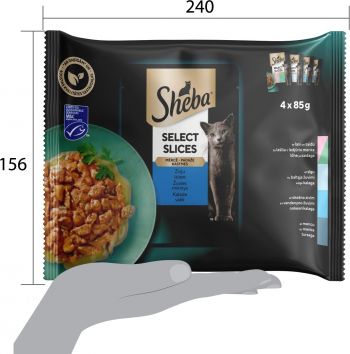 Вологий корм для котів Sheba рибне асорті в соусі 4 х 85 г (4770608257422) | Фото 5