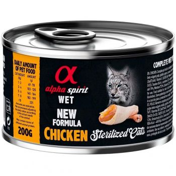 Вологий корм для стерилізованих котів Alpha Spirit Chicken Sterilized Cat з куркою 6х200г | Фото 1