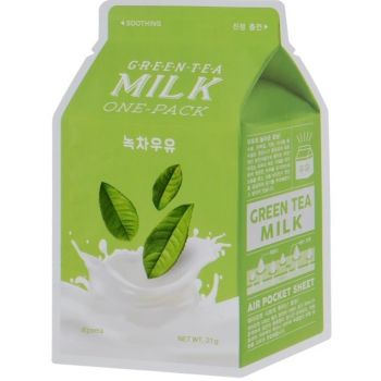 Купить маску для лица Тканинна маска A'PIEU Milk Green Tea Milk One Pack 21 г (8806185780278) | Фото 1
