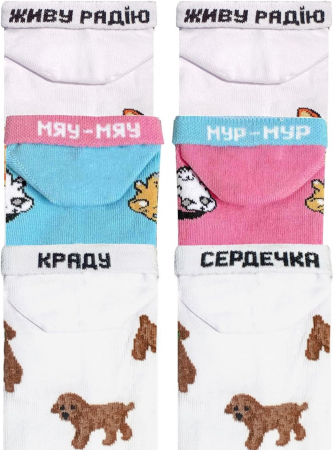 Набір шкарпеток NOSKAR з 3 коротких пар Мальтипу Корги Котики 36-40 3 пари різнокольорові | Фото 2