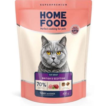 Сухий корм для дорослих котів британських та шотландських порід HOME FOOD Індичка та качка 400г (4820235021016) | Фото 1
