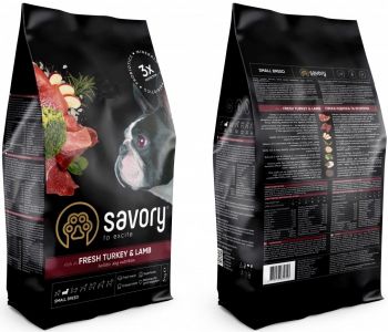 Сухий корм для собак малих порід Savory зі свіжим м'ясом індички та ягнятиною 3кг (4820232630358) Сухий корм для собак малих порід Savory зі свіжим м'ясом індички та ягнятиною 3кг (4820232630358) | Фото 2