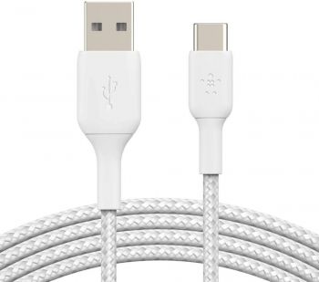 BELKIN USB-A - USB-С, BRAIDED, 1m, white (CAB002BT1MWH) | Фото 1