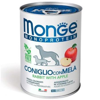 Вологий корм для собак Monge Dog Fruit Monoprotein кролик із яблуками 400 г(8009470014328) | Фото 1