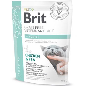 Сухий корм для кішок дорослих Brit VetDiets при струвітному типі МКБ з горохом і куркою 0.4 кг (8595602528288) | Фото 1