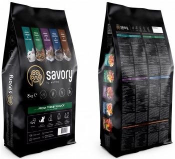 Сухий корм для кішок Savory зі свіжим м'ясом індички та качкою 8 кг (4820232630068) | Фото 2