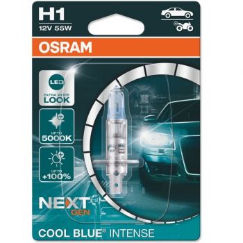 Купить автомобильную лампу Лампа Osram галогенова 12V H1 55W P14.5S Cool Blue Intense Next Gen +100% Up To 5000K | Фото 1