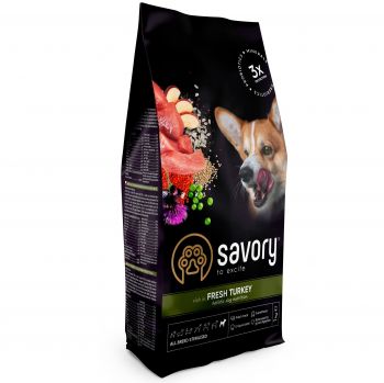 Корм Savory All Breed Sterilised rich in Fresh Turkey сухий з індичкою для стерилізованих собак 3 кг (4820232631508) | Фото 1
