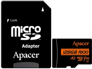 Карта пам`яті Apacer microSD 128GB C10 UHS-I U3 A2 R100/W80MB/s + SD (AP128GMCSX10U8-R) Карта пам`яті Apacer microSD 128GB C10 UHS-I U3 A2 R100/W80MB/s + SD (AP128GMCSX10U8-R) | Фото 2