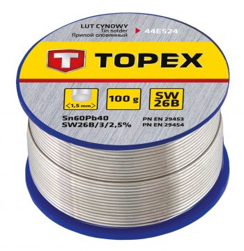 TOPEX Припой оловянный 60% Sn, проволка 1.5 мм, 100 г (44E524) | Фото 1