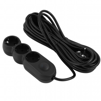 Купить сетевой фильтр и удлинитель Мережевий подовжувач 2E Plus 3хТип F, 3х1мм, 10м, black (2E-U03VES10MBK) | Фото 1