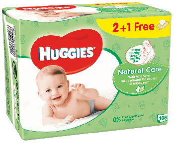 Купить влажные салфетки HUGGIES Natural Care 56 х 3 шт (5029053550176) | Фото 1
