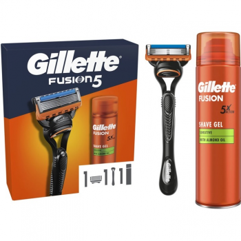 Подарунковий набір Бритва Gillette Fusion5 з 1 змінним картриджем + Гель для гоління 200 мл (8700216534048) | Фото 1