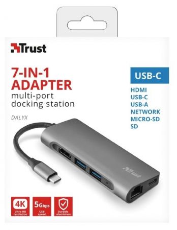 Купить USB хаб TRUST Dalyx 7-IN-1 USB-C Aluminium (23775) | Фото 1