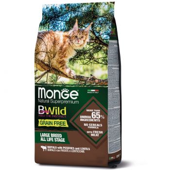 Сухий корм для кішок великих порід Monge Cat Be Wild Gr. Free з м'ясом буйвола, 1.5 кг (8009470012065) | Фото 1