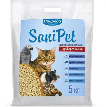 Природа Sani Pet натуральний Деревний вбирний 5 кг (4820157404157) | Фото 1