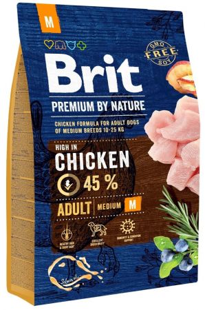 Сухий корм для дорослих собак середніх порід Brit Premium Adult M зі смаком курки 3 кг (8595602526352) | Фото 1